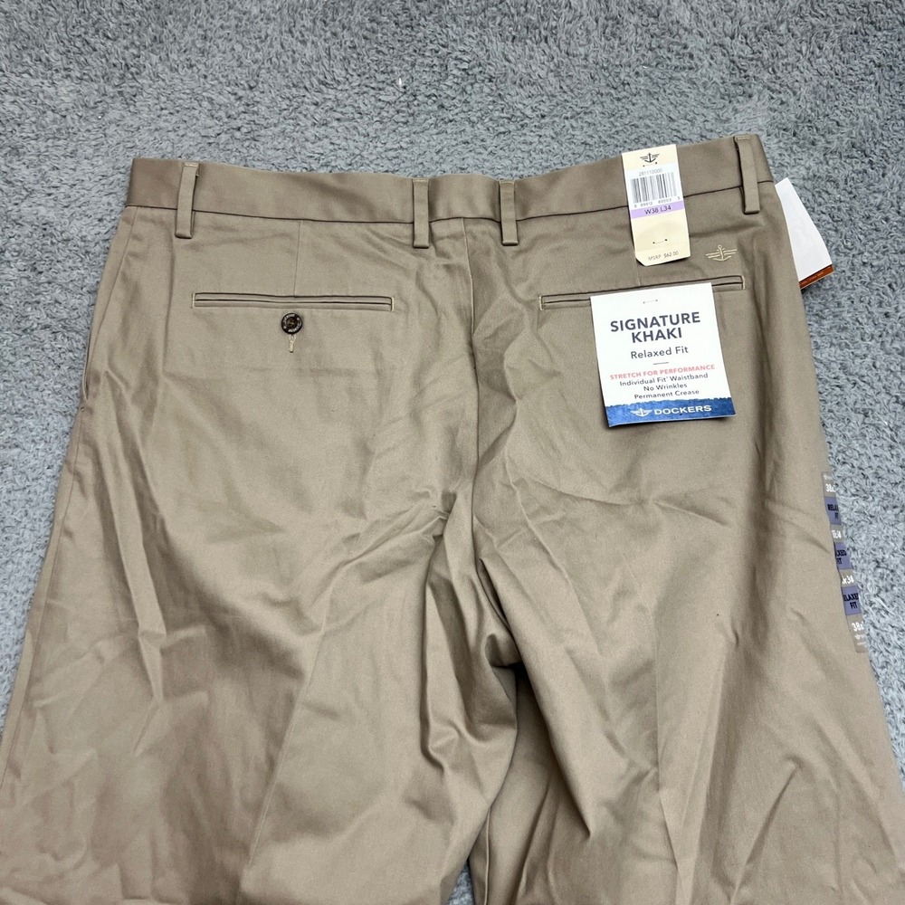 Dockers Dress Pants Mens 38x34 Signature Khaki Beige Relaxed Stretch NEW Casual - Picture 9 of 14